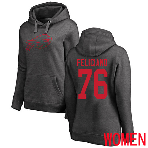 NFL Women Buffalo Bills #76 Jon Feliciano Ash One Color Pullover Hoodie Sweatshirt->women nfl jersey->Women Jersey